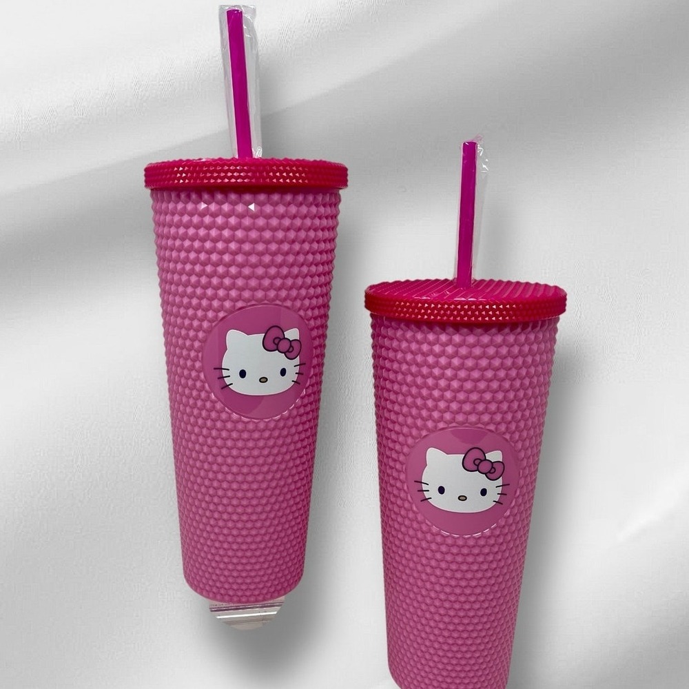 Hello Kitty Pink Studded 24 oz Tumblers New With Without Tags Lot of 2